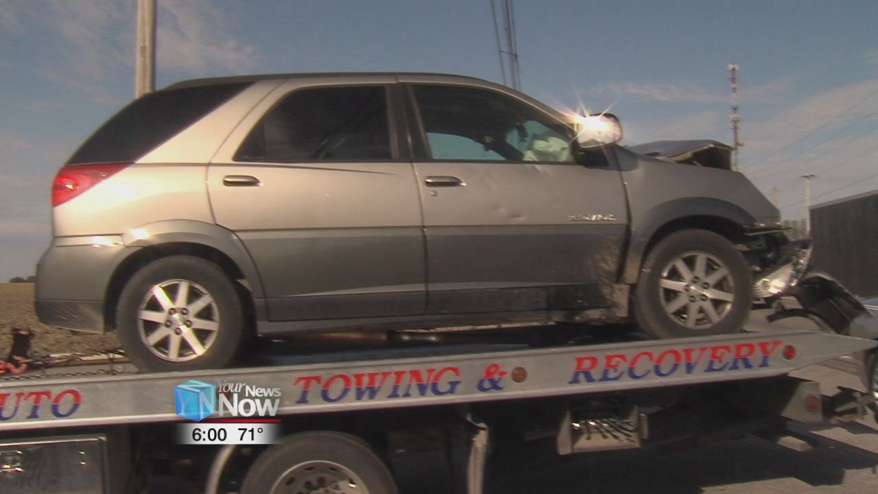 Two-car crash north of Cairo sends two adults and an infant to the hospital